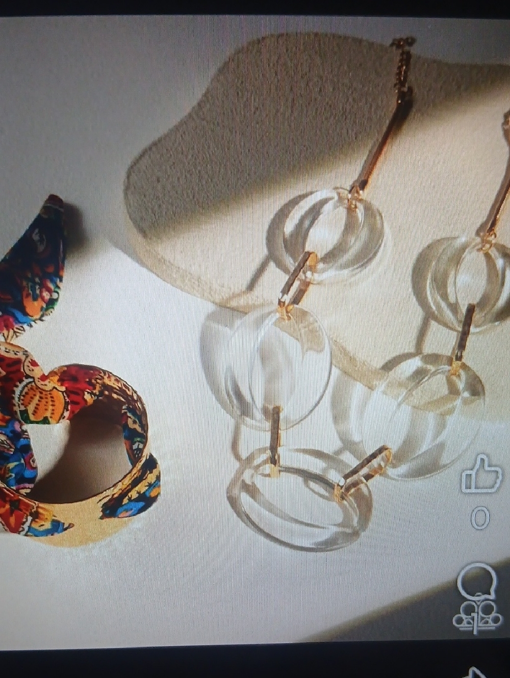 Clear Lucite Link Drop Earrings with Gold Accents